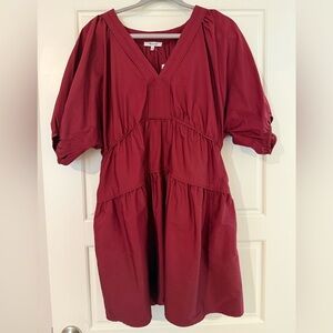 Madewell Deep Red V-Neck Blouse